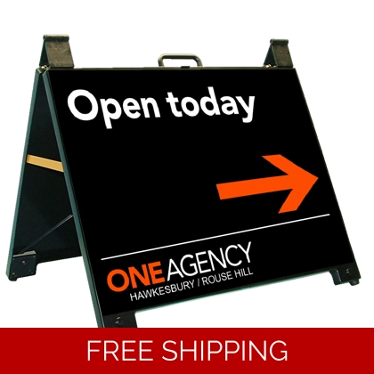 One Agency Open today Portable 60x45cm A-Frame Black